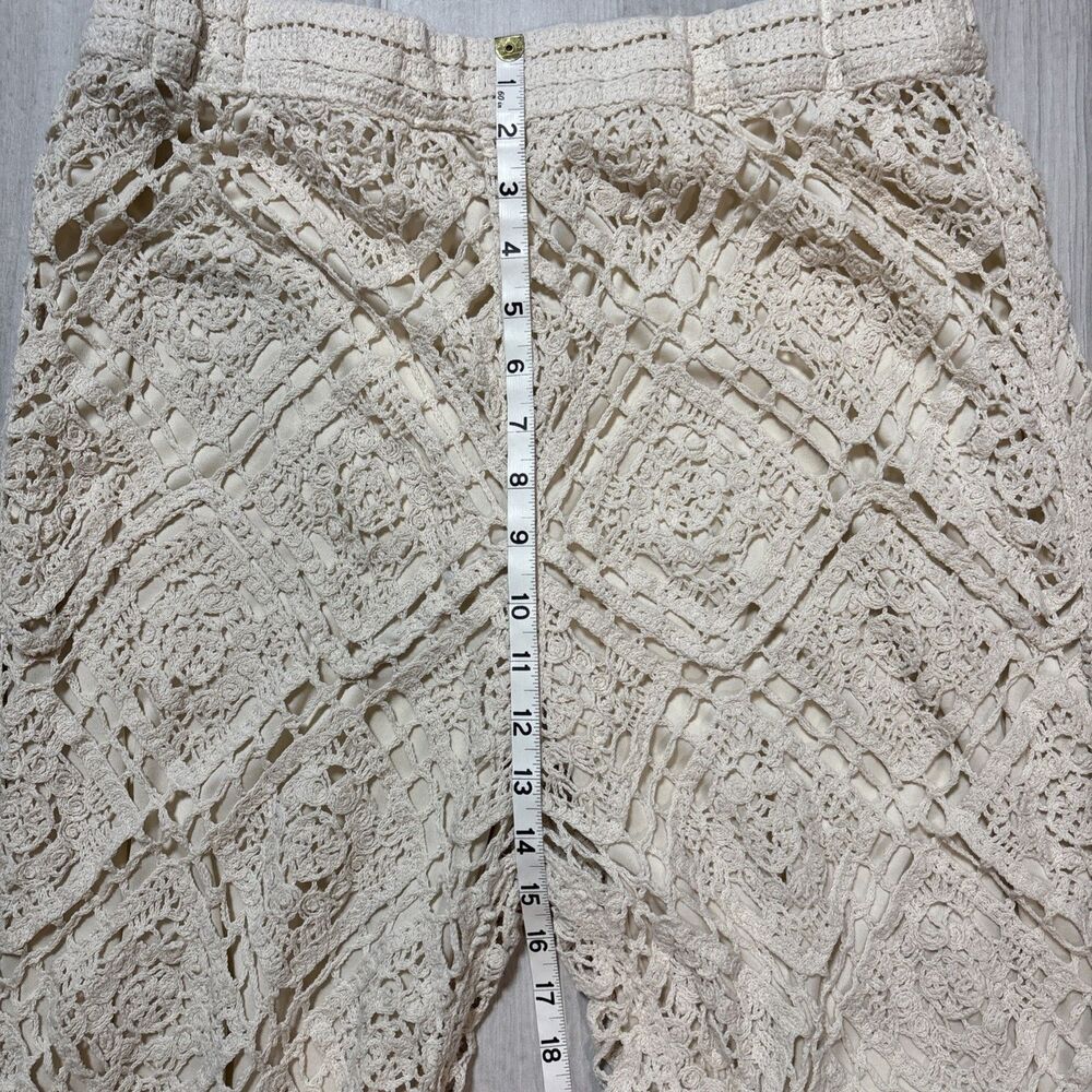 ULTRA PINK Beige Boho Crochet Lace Wide Leg Pull On Pants Sz M - Picture 4 of 8